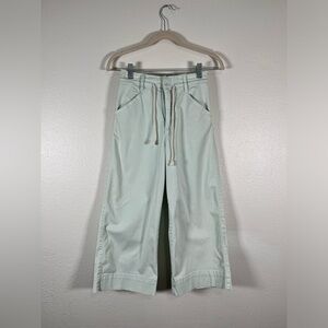 Anthropologie light mint colored tie waist wide leg crop pants size 25